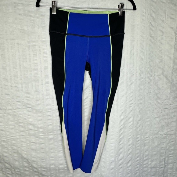Athleta Pants - Athleta Leggings Womens XXS Blue Velocity Colorblock Capri Midrise Workout Gym